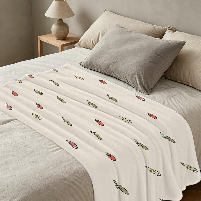 Postpartum Flannel Blanket: Anti-Pilling, Soft Cozy Breathable Fruit Pattern, All-Season Use, Home Decor, Fun Accent for Halloween & Christmas