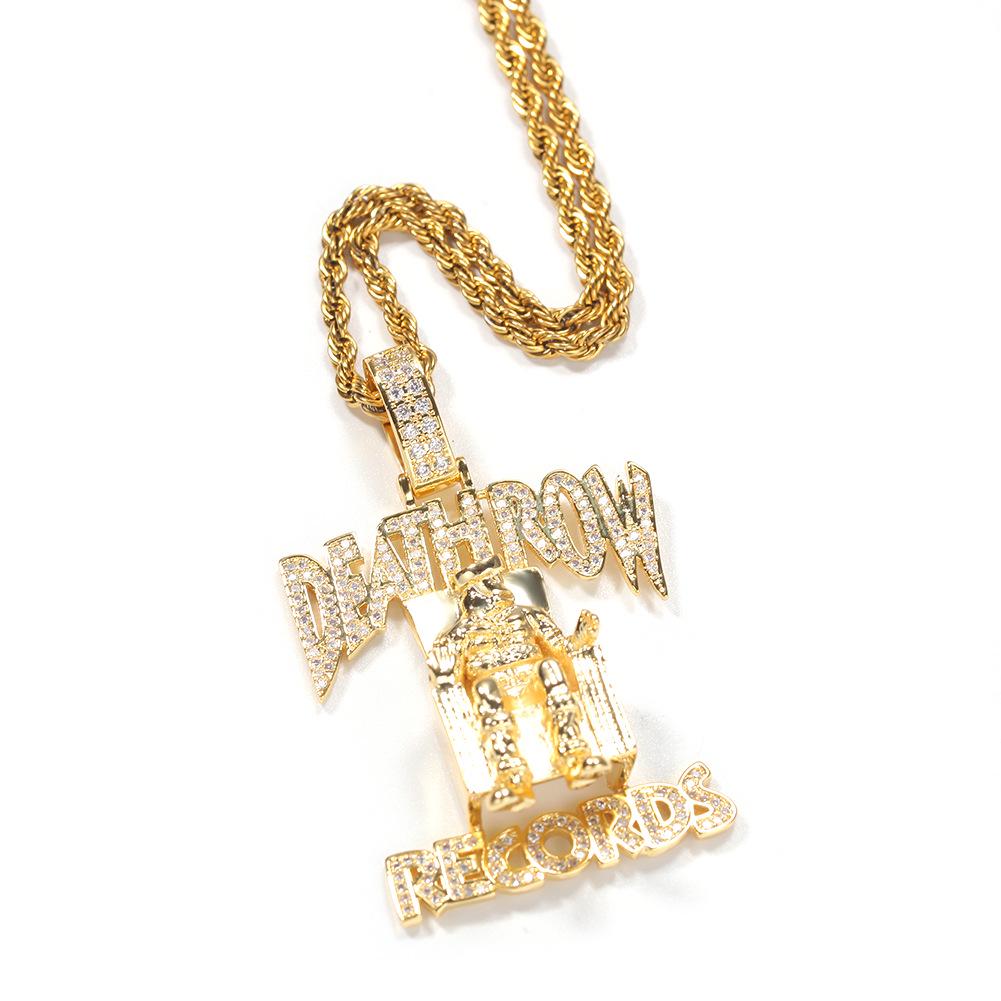 DEATHROW Hip Hop Zirkonový Náhrdelník s Písmenem - Evropské & Americké Trendy Rapové Šperky