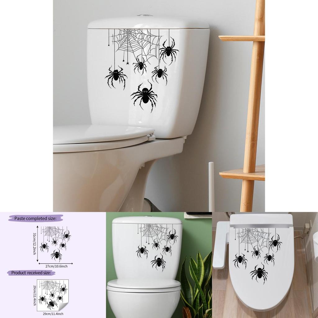 Pvc Halloween Spider Web Toilet Sticker For Home Decor And Office Rooms
