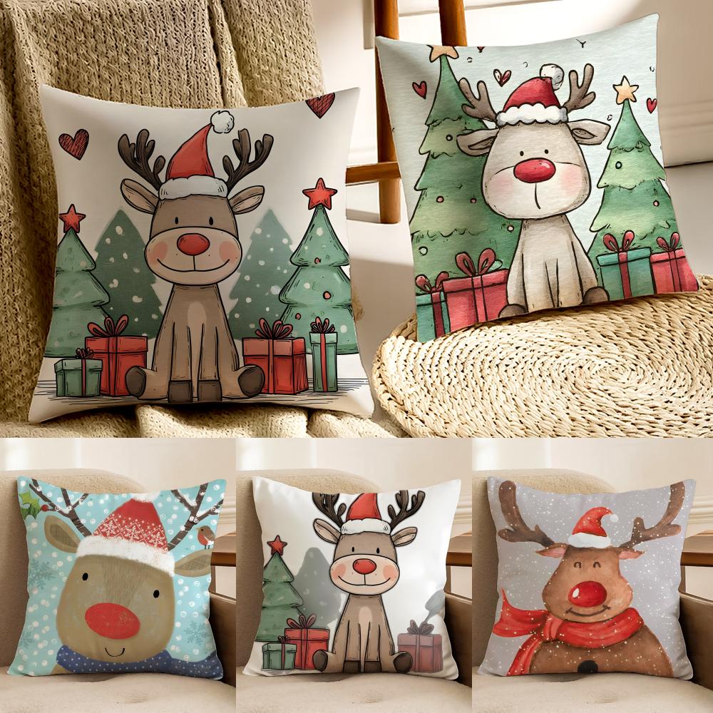 Federa per Cuscino Renna Federa Antiacaro Decorazione Divano Soggiorno Cuscino Stanza