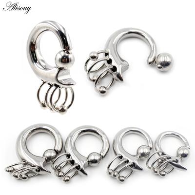 Alisouy 1 PC נירוסטה קפיץ קליפ כדור חרוז טבעת אוזן משקולות גדול מד מתוח אונה עגילי אוזן מרחיב גוף תכשיטים