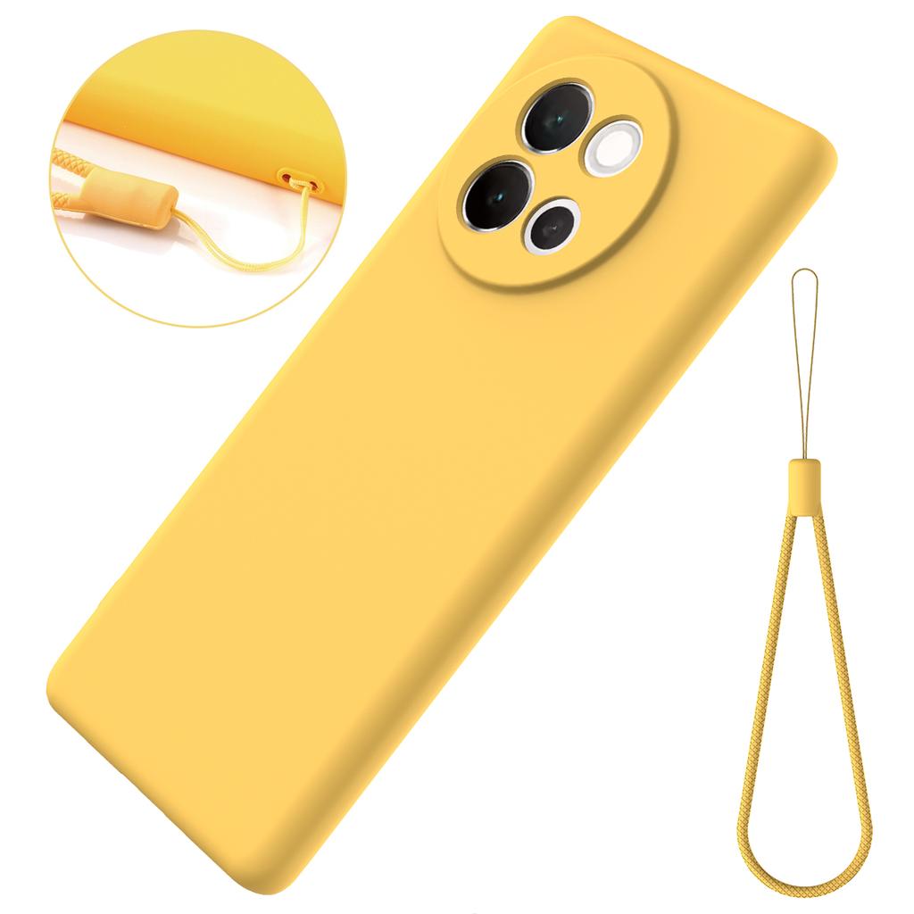 For vivo V40 Lite 5G Case Liquid Silicone Anti-Scratch Phone Cover with Hand Strap