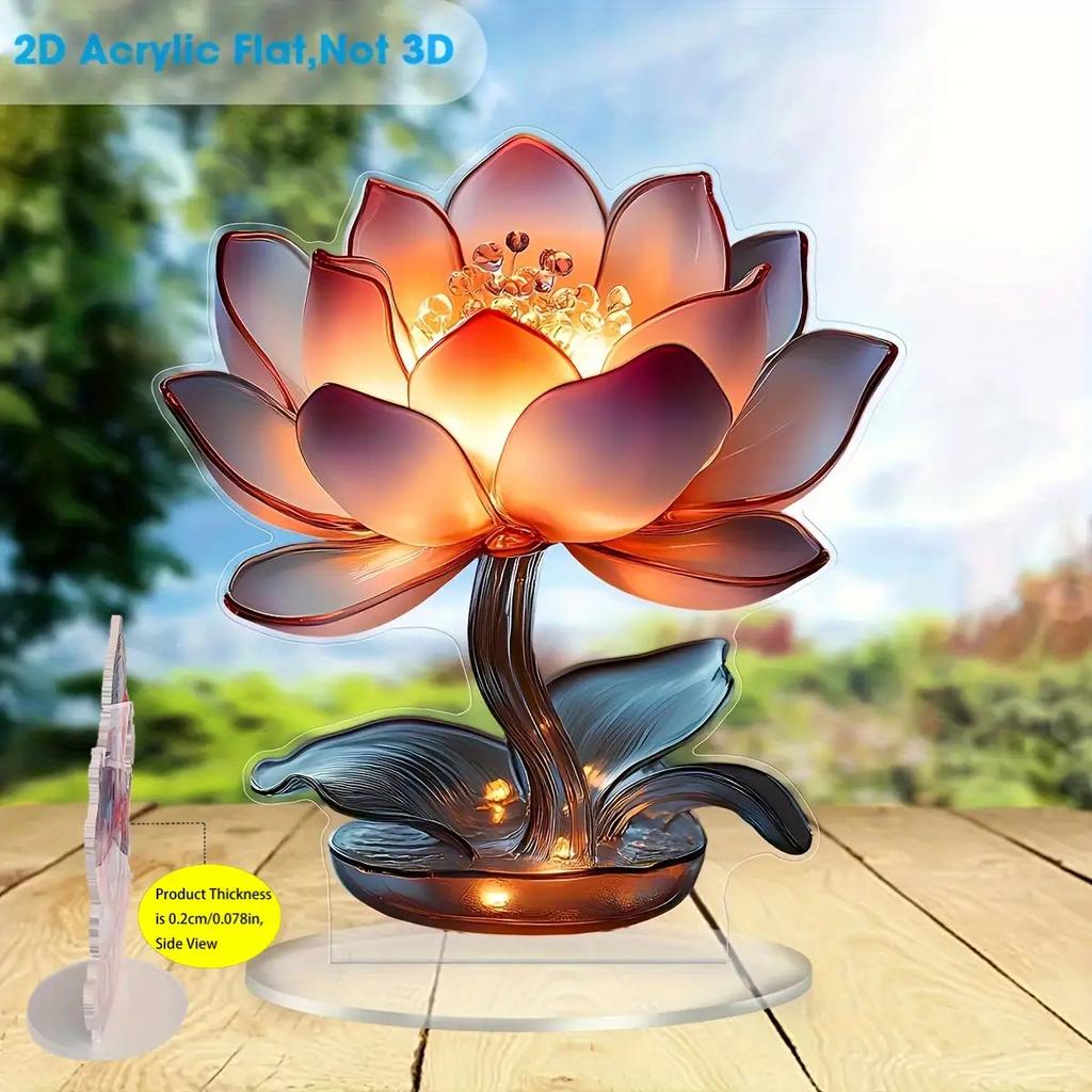 2D Flat Acrylic Lotus Decoration, Indoor and Outdoor Decoration - No Need for Batteries/electricity, Shop Decoration, Durable Outdoor Decoration, Farm