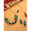 Green Beads Ethnic Choker Necklace Earring & Ring Set For Women
