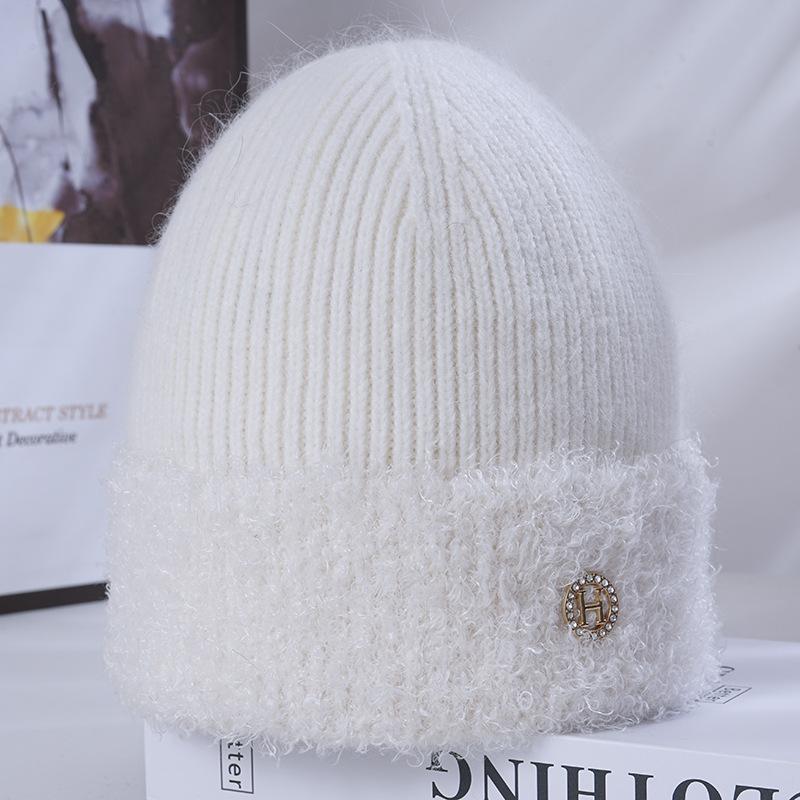 

Жіноча Зимова Тепла В язана Шапка з Кролячої Вовни в Корейському Стилі, Універсальна, Підкреслює Обличчя, Вітрозахисна, Захист Вух, Вовняна Шапка від Холоду