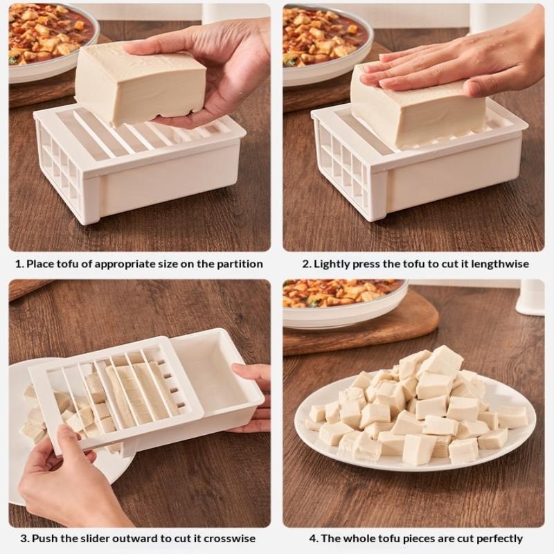 Voedselkwaliteit Tofu Snijder Snelle Gelijkmatige Snede Antislip Handvat Blokjes Plastic Vorm Voor Thuis Keuken Voedselbereiding