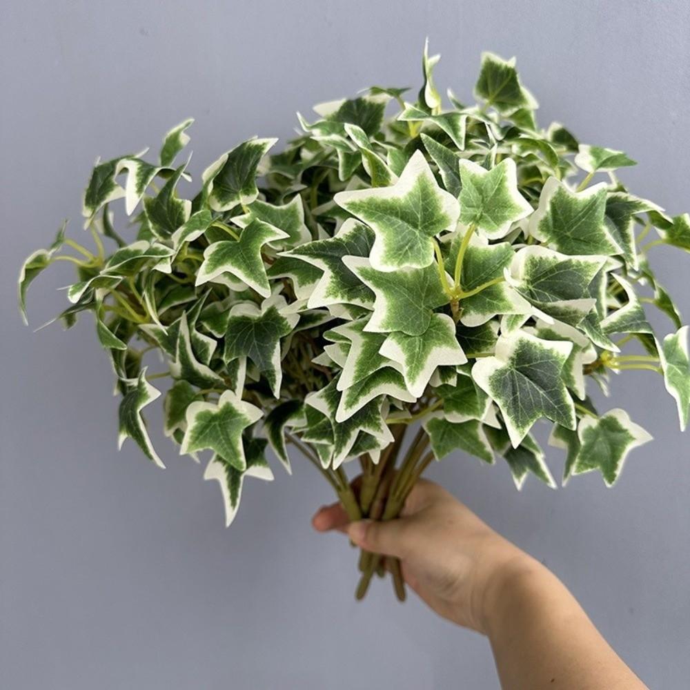8 Heads Artificial Green Plant Real Touch Lifelike Simulation Greenery Handmade No Watering Faux Plants Wedding Party Decor