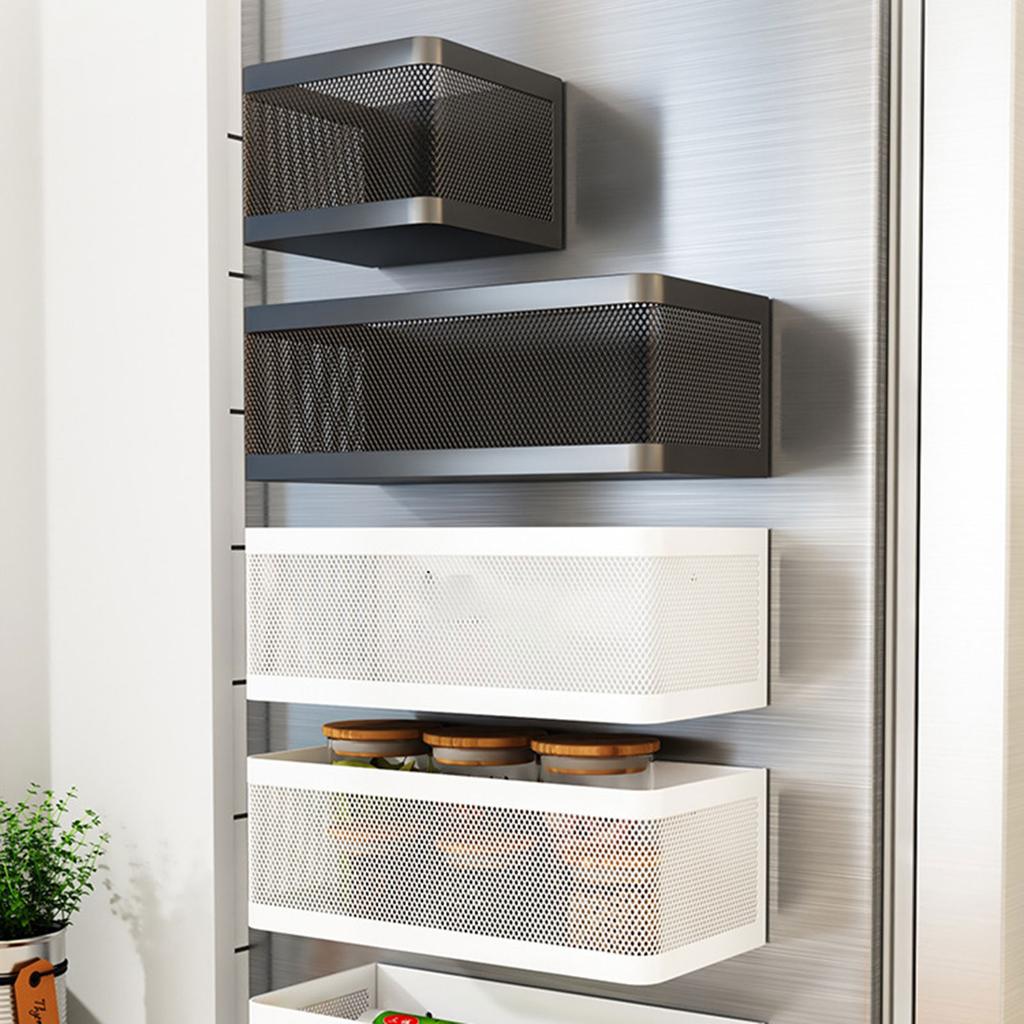 Raft Magnetic pentru Lateralul Frigiderului Coș de Depozitare din Oțel Carbon pentru Condimente Organizator Practic Accesorii Bucătărie