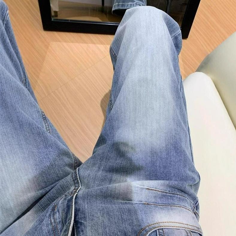 Design Sense Blue Straight Jeans Women's Year Washed Loose Large Size High-waist Skinny Drapey Sense Wide-legged Long Trousers Long Denim Pants