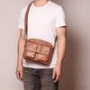 Men Vintage Top Grain Genuine Leather Messenger Bag Multifunctional Crossbody Shoulder Satchel Bag For Daily Commute Travel
