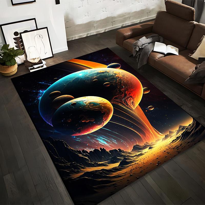 

Colorful Outer Space Planets and Galaxy Landscape Design Carpet Suitable for use as an anti-slip for living room bedroom sofas 40x60cm( 15x23in )