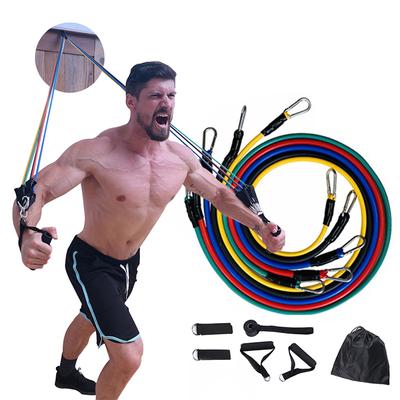 11-teiliges Set Crossfit Latex-Widerstandsband Trainingsübungsrohr Yoga Seilzug Elastischer Gummi-Expander Fitnessgeräte Gürtel