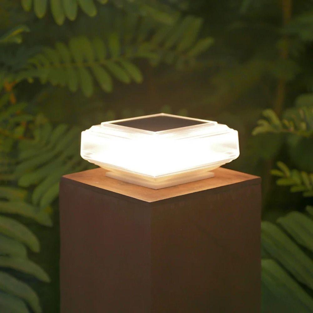 Waterproof Solar Post Light Solar Powered White / Warm Light LED Pillar Cap Lights Square Lighting Fence Deck Column Lamp