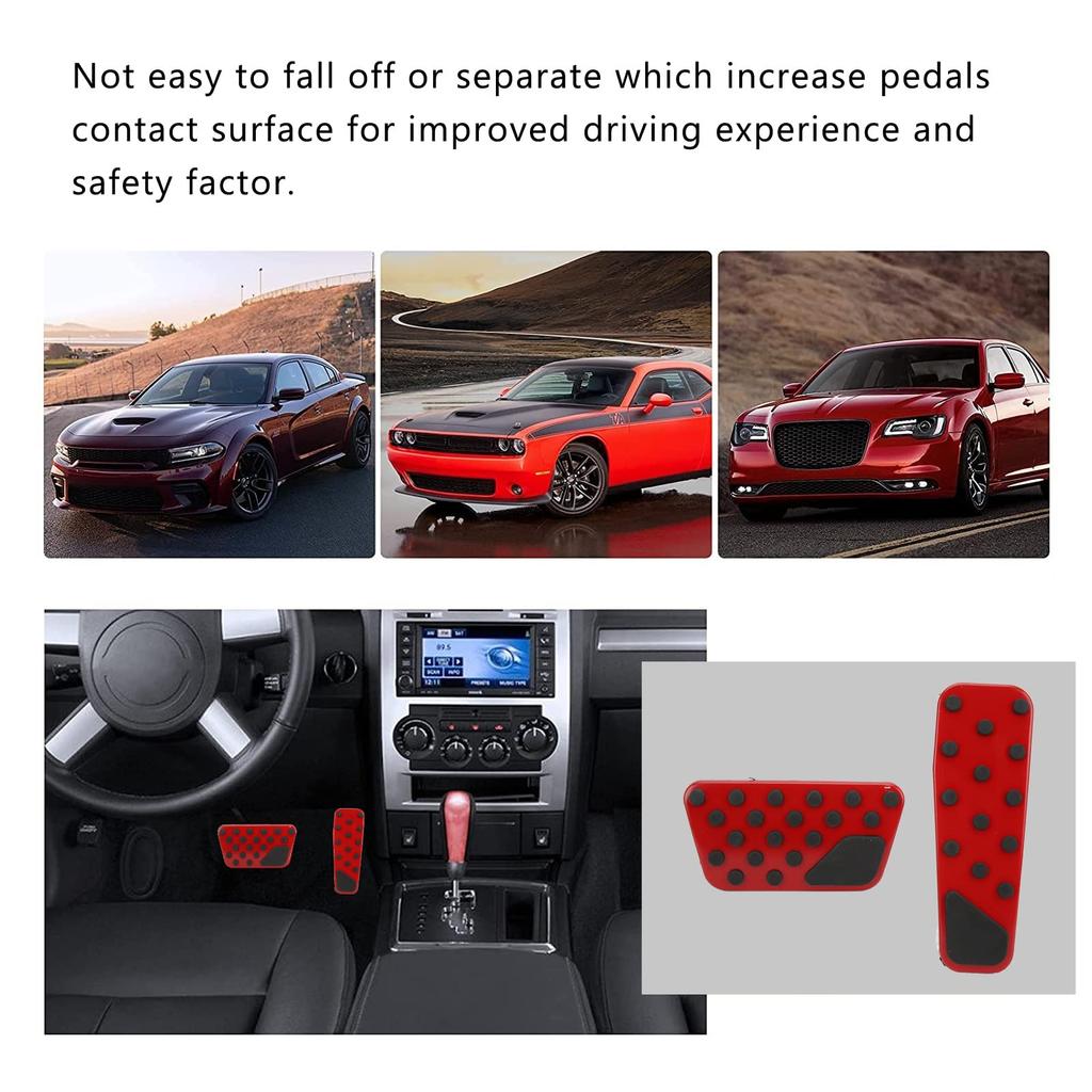 Qiilu Brake Pedal Pads 2pcs Accelerator Brake Pedal Anti Slip Foot Pedal Pad Replacement for Dodge Challenger 2009-2021