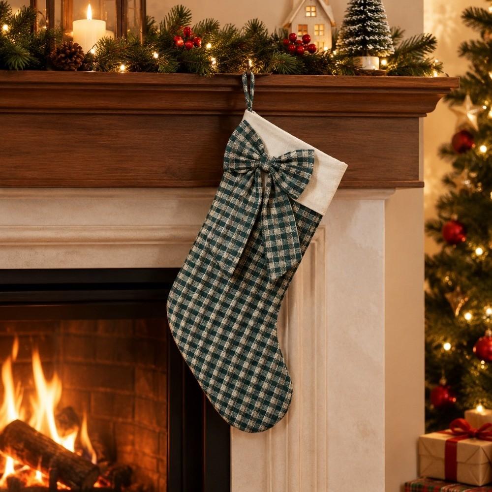 Plaid Hanging Gift Bag Striped Festive Stocking Unique Christmas Stocking Gift Giving