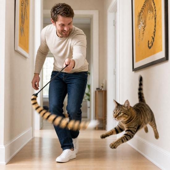 Funny Cat Stick Toy, Cat Toys for Indoor Cats, Interactive Cat Teaser Wand, Plush Kitten Toys, Cat Toy for Indoor Play Exercise