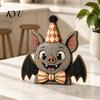 Cute Cartoon Tabletop Figures Vintage Halloween Double-Layer Wooden Decor, Spooky Character Wood Charming Retro Crafts Signs, Farmhouse Tiered