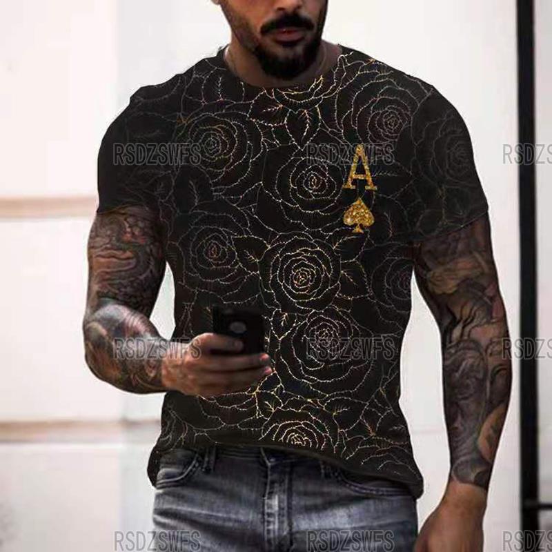 Horrible Skull Spades Poker T-Shirt Casual Men Summer 3D-Print Extra-Large T-Shirt 2024 Comfort Breathable T-Shirt Tops S-6XL