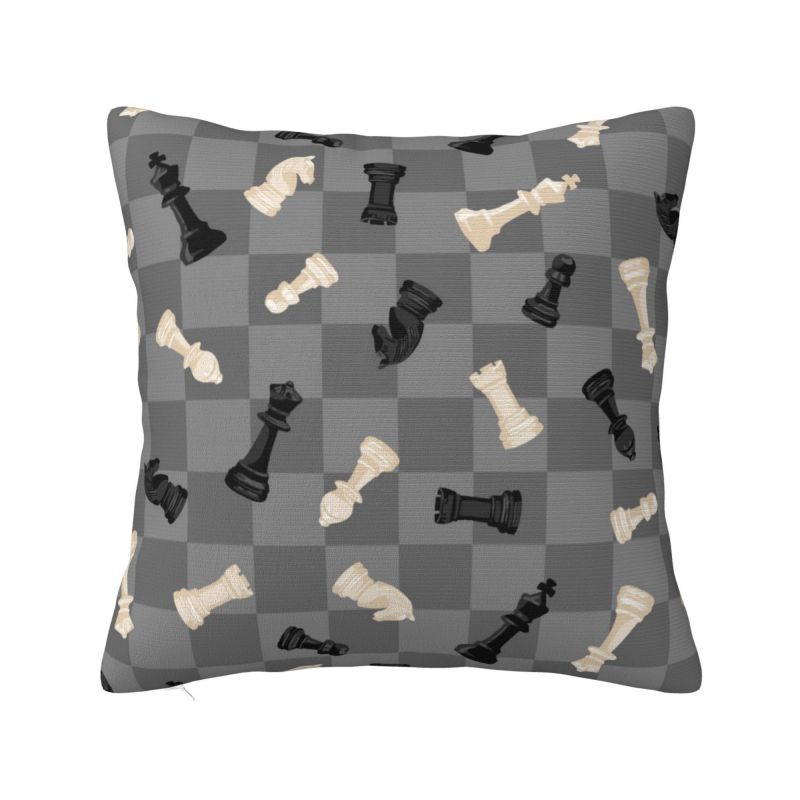Custom Chess Club Seven Cushion Cover 45x45cm Chessboard Game Chess Piece Soft Modern Pillows for Sofa