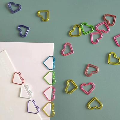 20 Stück/Set Jelly Farbe Herzform Büroklammern Kreatives Design Lässige Nicht-klebende Memo-Pad-Klammern Einfachheit Lesezeichen für Buch