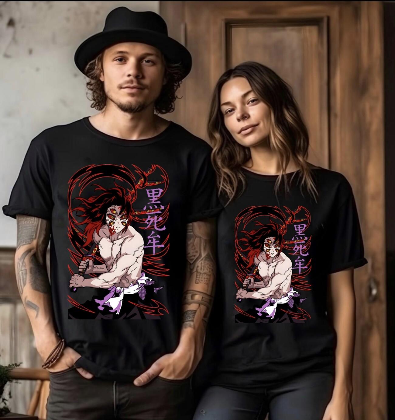 

Kokushibo T-Shirt Mens Womens Tees Top Demon Slayer Kimetsu No Yaiba Anime Manga Black Shirt All Size S