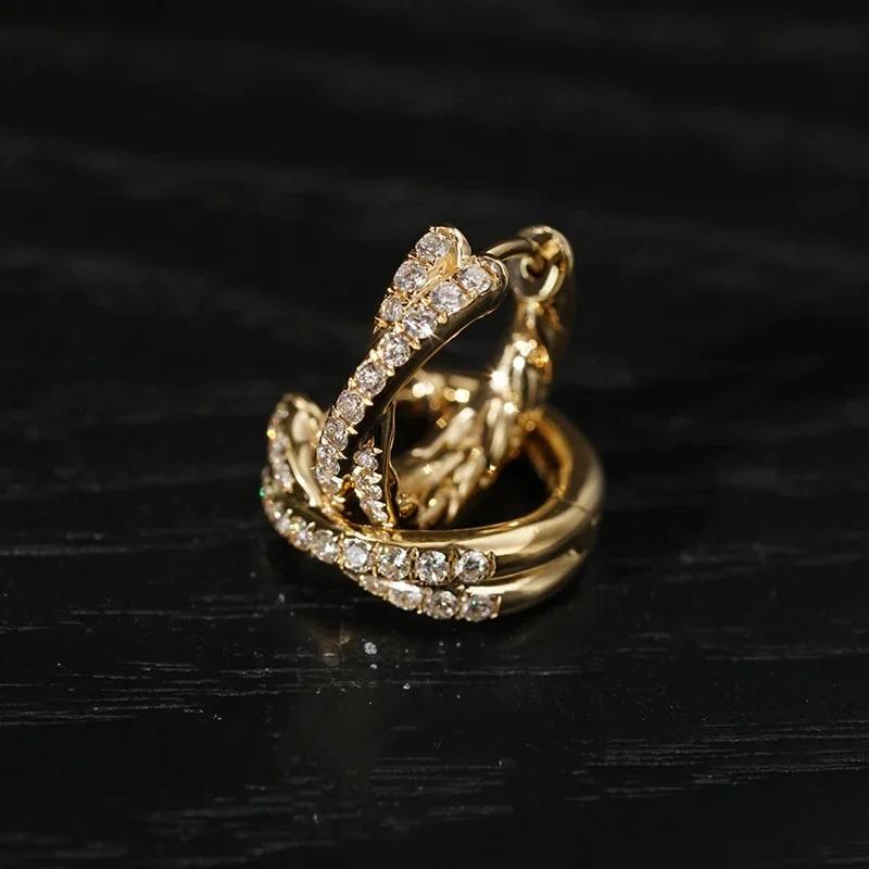 925 Sterling Silver Zircon Cross 18K Gold Hoop Earrings for Women OL Geometric Fine Jewelry Minimalist Accessories