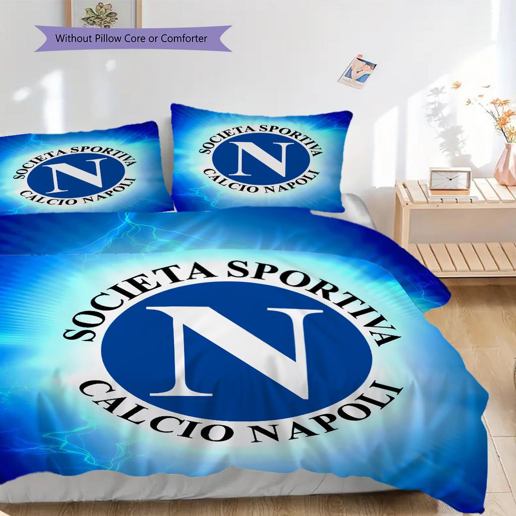 SSC Neapol Vzor Povlečení Sada Prošívaných Dek Quilt Cover Povlak na Polštář Domácí Dekorace Dárek k Narozeninám (1 * povlak na peřinu + 2 * povlak na polštář, bez jádra)