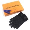 Great LOUIS VUITTON Gloves Neo Petit Damier Black Grey Wool Mens M77992 Used