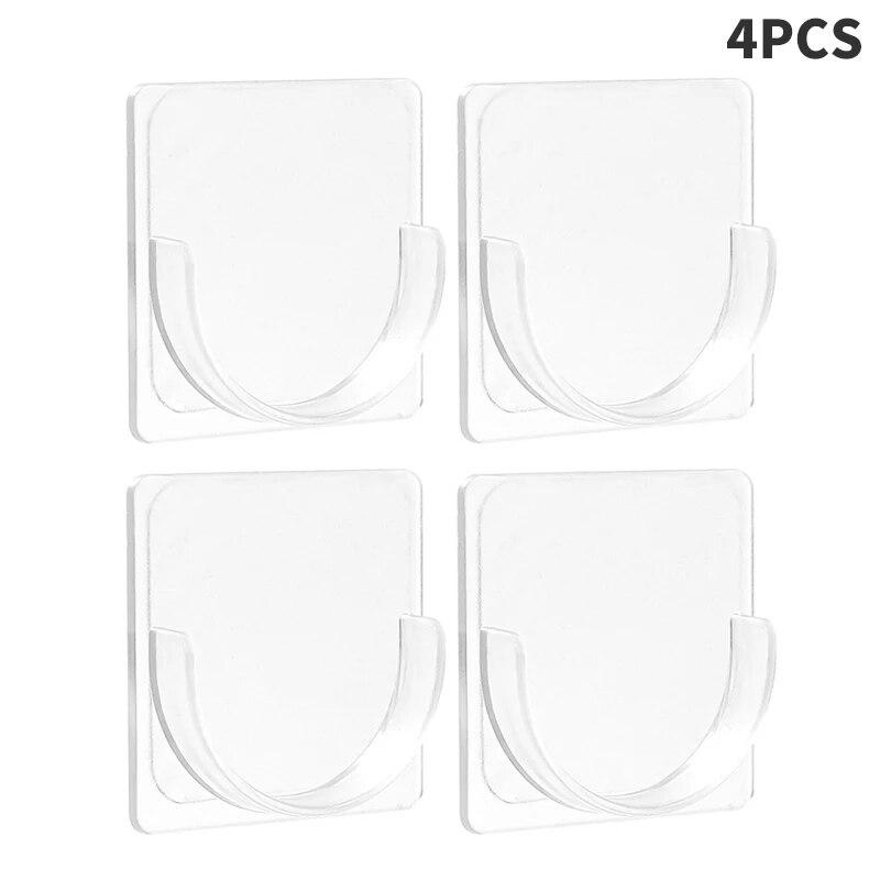 4Pcs Strong Curtain Rod Bracket Holder Hooks For Wall Adhesive Bathroom Shower Rod Tension Retainer No Drilling Stick For Closet