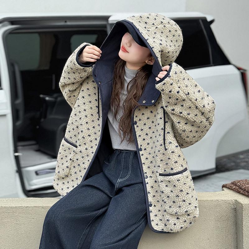 Girls' Winter Fuzzy Sweater & Fleece-Lined Jeans Set 2025 - New Trend for Middle and Big Kids