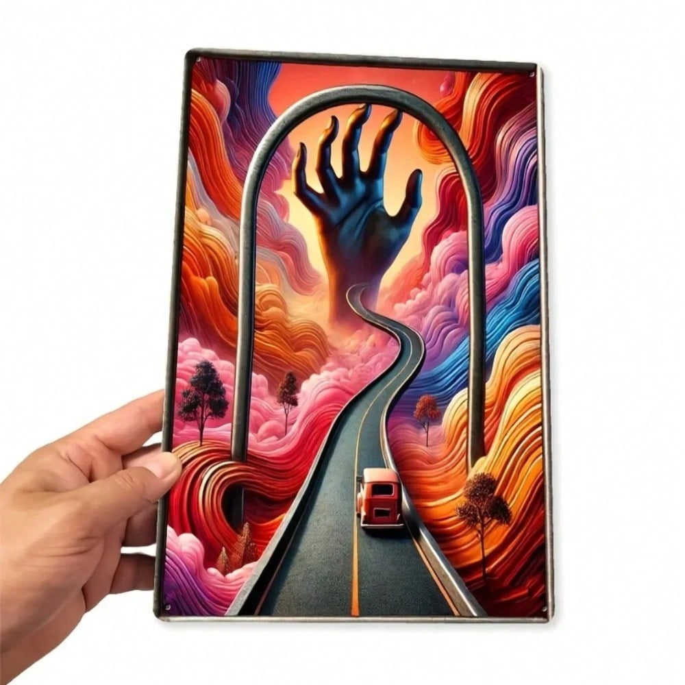 

Metal Wall Art Surreal Road Sign Vintage Decor Farmhouse Bar Cafe бордовий