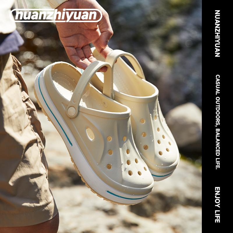 Warm Edge Outer Wear Hole Shoes Summer Driving Wading Beach Breathable Non-slip Dual-purpose Bag Head Thick Bottom Cool Slippers