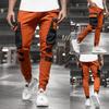Men Autumn Winter Pocket Patchwork Jogger Trousers Long Cargo Pants Streetwear