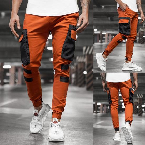 Herren Herbst Winter Taschen Patchwork Jogginghose Lange Cargohose Streetwear