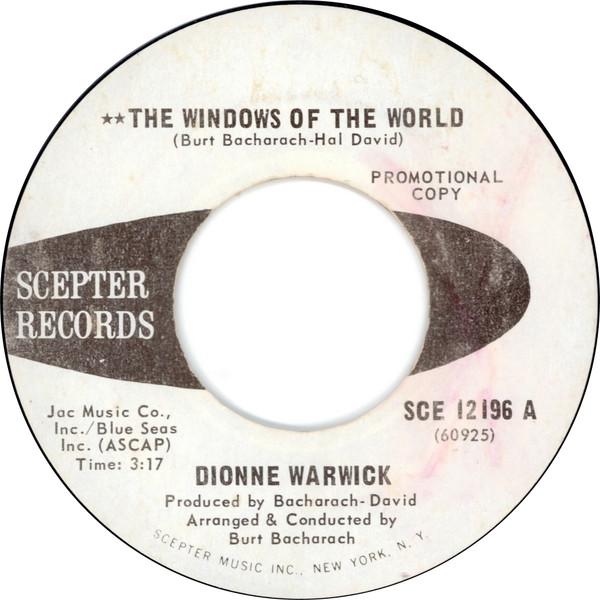 

7inch Record DIONNE WARWICK - The Windows Of The World SCE12196PROMO Scepter Records 1967 US Soul/Funk Used