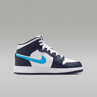 Jordan 1 Mid Obsidian Dark Powder Blue (GS)