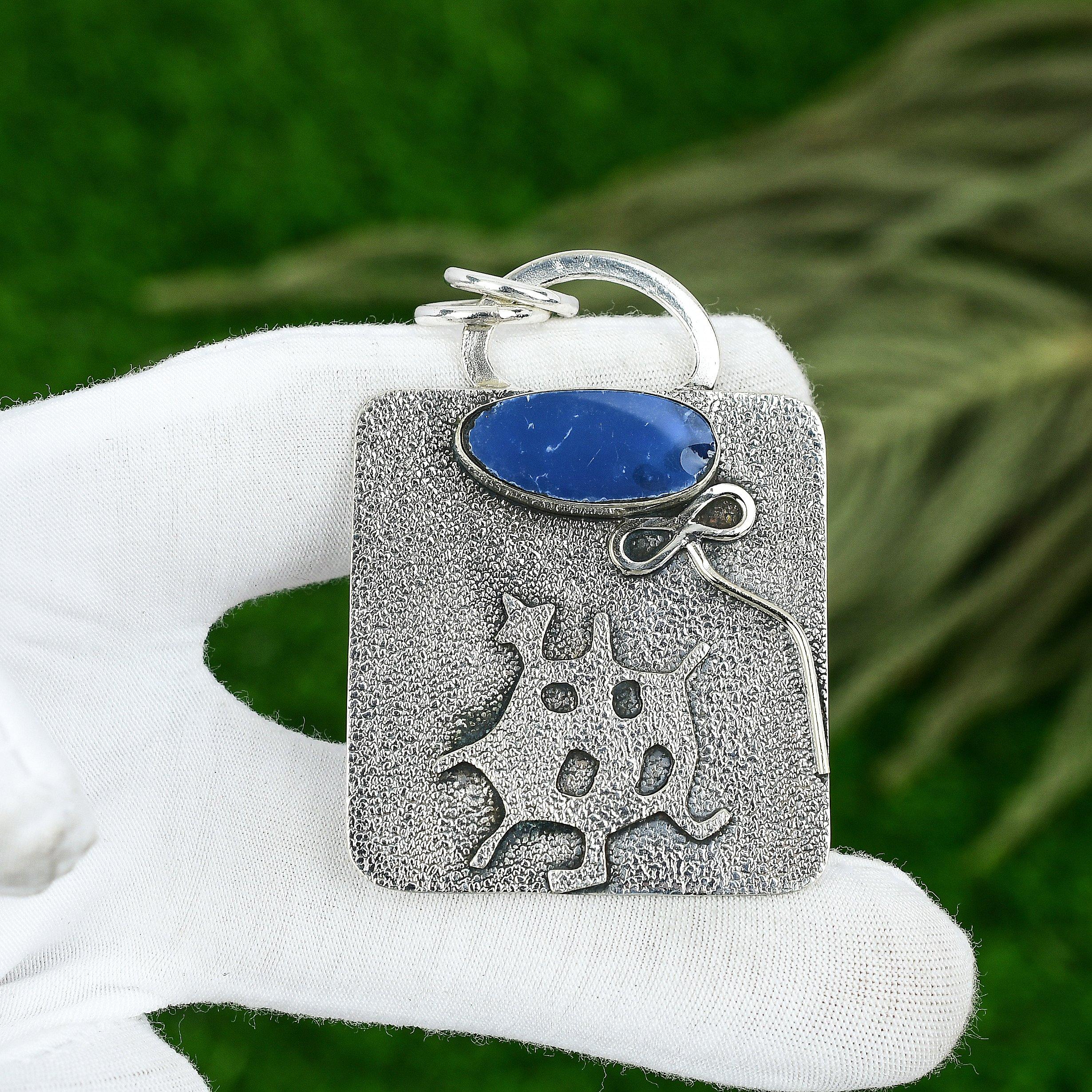 День сестер Сделка Стерлинговое серебро Натуральный содалит Жена Безель Новый Кулон Ювелирные изделия