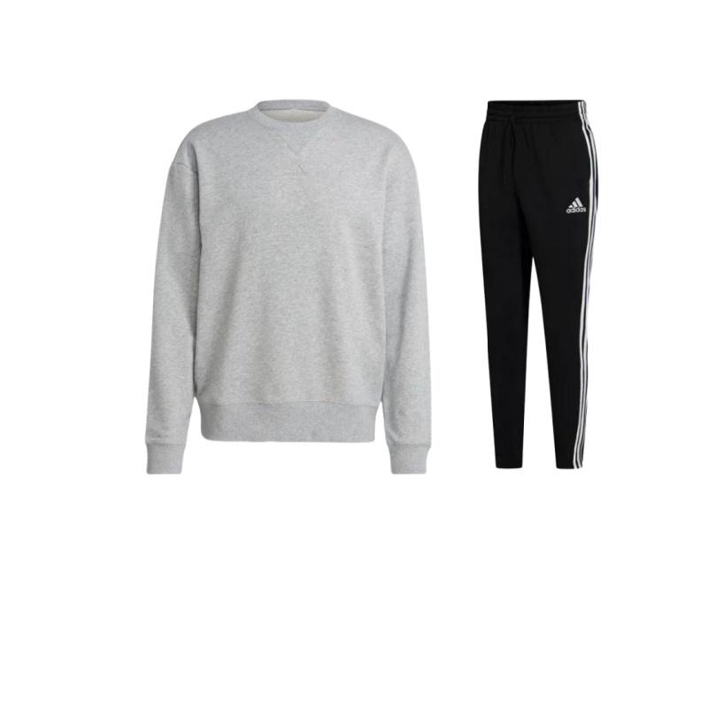 

Adidas Logo Print Crew Neck Long Sleeve Sweatshirt And Mid Waist Drawstring Pants Casual Sports Set Men Sweatshirt And Pants GK8995+IC9806 S