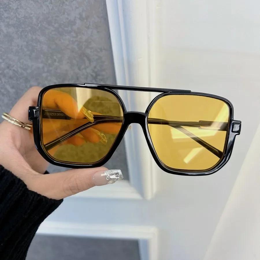 Designer Rectangle Sunglasses Women Men Trendy Brand Square Sun Glasses Female Male Big Frame Mirror Classic