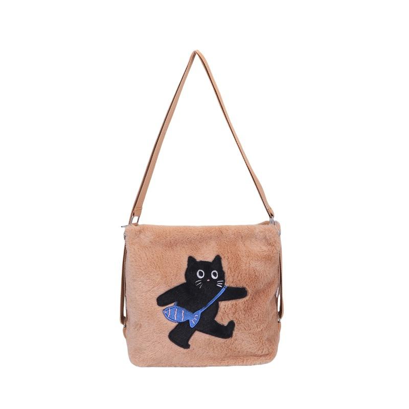 Autumn and winter plush messenger bag women's new fashion cartoon shoulder bag cute niche student backpack
