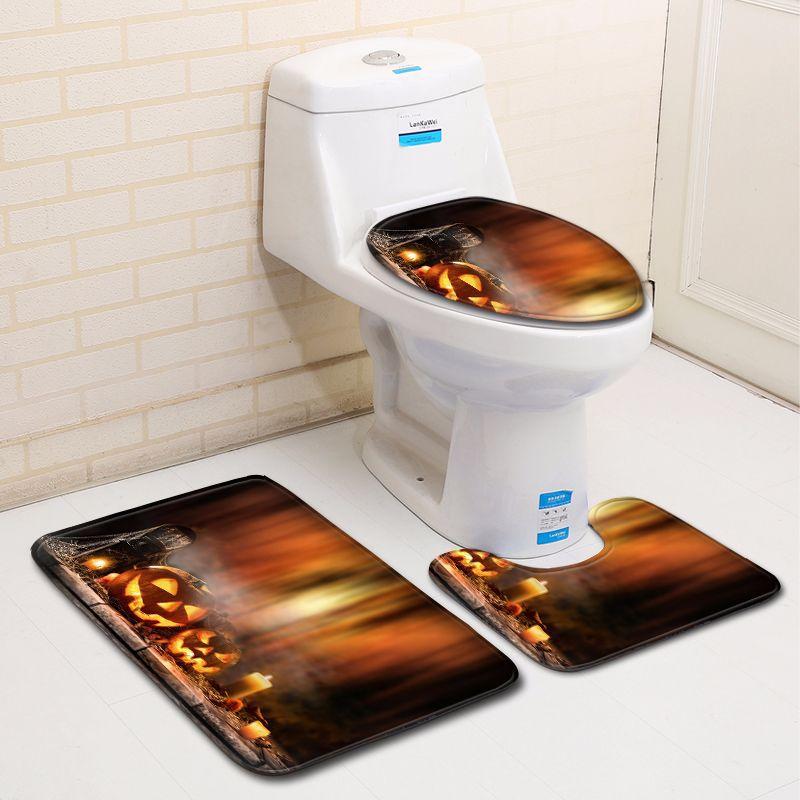 Thanksgiving Bathroom Toilet Three-Piece Floor Mat Doormat Bathroom Carpet