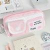 Cat Print Pen Bag Pink White Pencil Pouch Durable Stationery Organizer  School Supplies