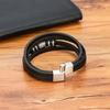 Fashion Men Bracelet Hand Homme Bracelets Woven Skull Hand Jewelry for Stainless Steel Magnet Clasp Leather Bangles Gift