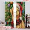 2pcs,2D Plane Printing Popular Curtains Christmas Dog Polyester (without Rod) Outdoor Decorations Ldeal for Bedroom Living Room