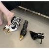 Designer Street Style Back Strap Pumps Women Sexy Splicing Pointed Toe Elegant Thin Low Heels Mule Party Dress Shoes Sandal