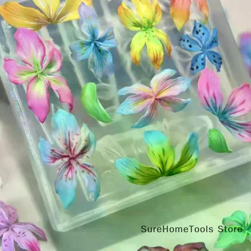 3D Flowers Nail Mold DIY Silicone Nail Tools Hawaii Hibiscus Flower Petal Nail Design Silicone Molds Nail Art Carving Template