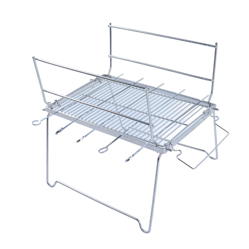 Camp Grill Grate Stainless Steel Temperature Resistance Foldable Portable Silver Barbecue Grill for Cooking