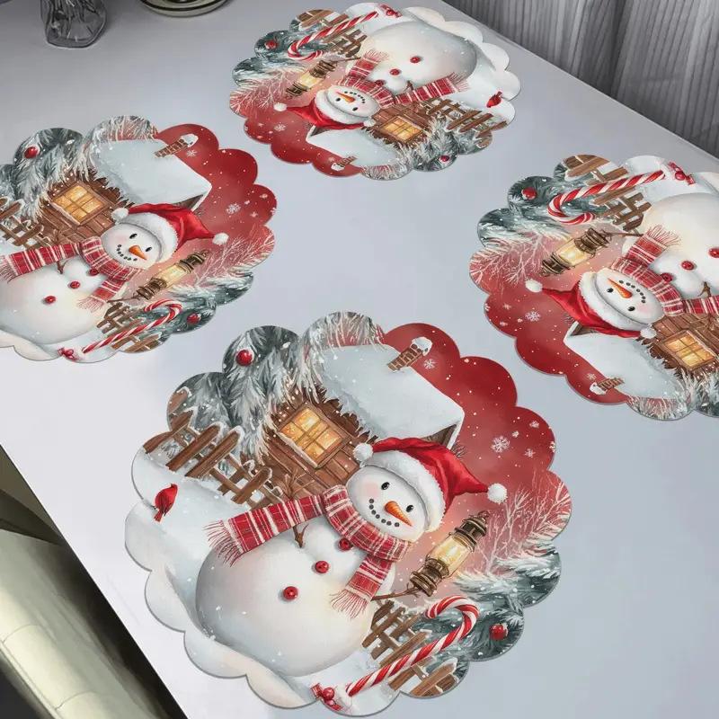 Rentier Weihnachtsmütze Rutschfeste Saugfähige Tischmatte - Schmutzabweisende & Spritzwasserfeste Platzmatte