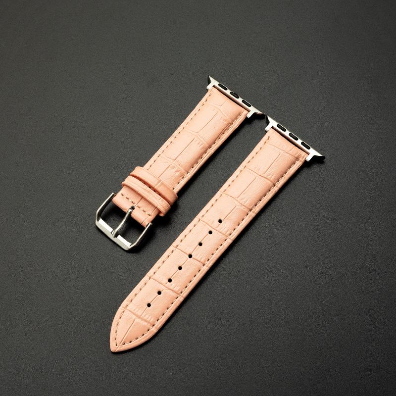 Genuine Leather Bamboo Grain Slim Apple Watch Band for Men & Women - iWatch Ultra Style