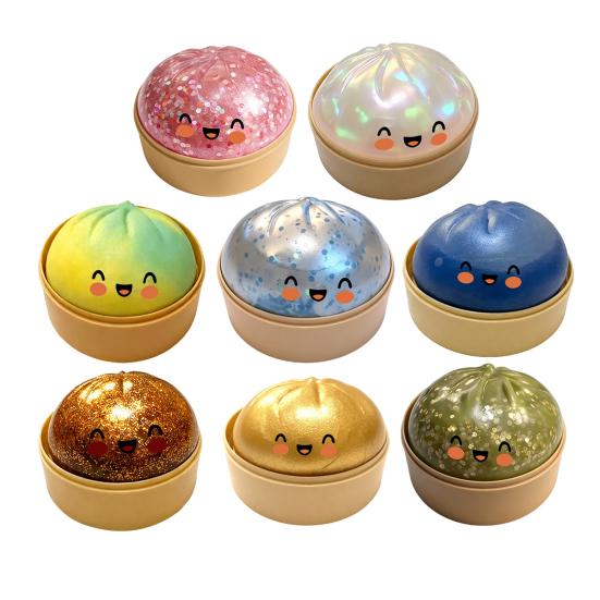 Bun Squeeze Toy Cute Bun Stress Reliever Realistic Simulated Bun Shape Toy with Cute Expressions Sensory Fidget Toy
